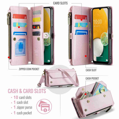 For Samsung Galaxy A13 5G / 4G CaseMe C36 Card Slots Zipper Wallet RFID Anti-theft Leather Phone Case(Pink)