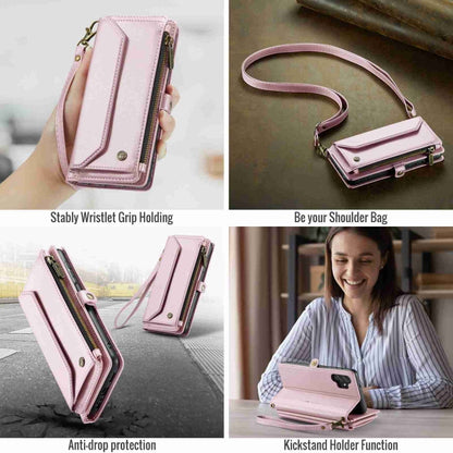 For Samsung Galaxy A13 5G / 4G CaseMe C36 Card Slots Zipper Wallet RFID Anti-theft Leather Phone Case(Pink)