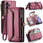 For Samsung Galaxy A15 CaseMe C36 Card Slots Zipper Wallet RFID Anti-theft Leather Phone Case(Wine Red)