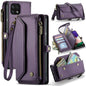 For Samsung Galaxy A22 5G CaseMe C36 Card Slots Zipper Wallet RFID Anti-theft Leather Phone Case(Purple)