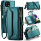 For Samsung Galaxy A22 5G CaseMe C36 Card Slots Zipper Wallet RFID Anti-theft Leather Phone Case(Blue-green)