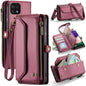 For Samsung Galaxy A22 5G CaseMe C36 Card Slots Zipper Wallet RFID Anti-theft Leather Phone Case(Wine Red)