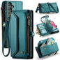 For Samsung Galaxy A24 CaseMe C36 Card Slots Zipper Wallet RFID Anti-theft Leather Phone Case(Blue-green)