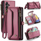 For Samsung Galaxy A25 CaseMe C36 Card Slots Zipper Wallet RFID Anti-theft Leather Phone Case(Wine Red)