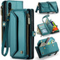 For Samsung Galaxy A30s / A50s / A50 CaseMe C36 Card Slots Zipper Wallet RFID Anti-theft Leather Phone Case(Blue-green)