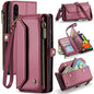 For Samsung Galaxy A30s / A50s / A50 CaseMe C36 Card Slots Zipper Wallet RFID Anti-theft Leather Phone Case(Wine Red)