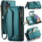 For Samsung Galaxy A32 5G CaseMe C36 Card Slots Zipper Wallet RFID Anti-theft Leather Phone Case(Blue-green)