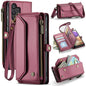 For Samsung Galaxy A32 5G CaseMe C36 Card Slots Zipper Wallet RFID Anti-theft Leather Phone Case(Wine Red)
