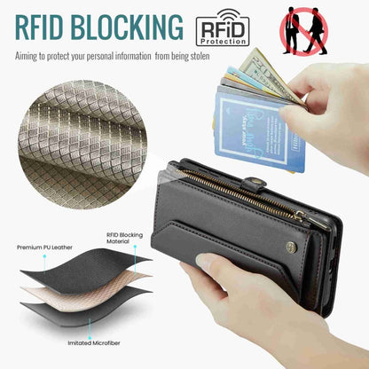 For Samsung Galaxy A33 5G CaseMe C36 Card Slots Zipper Wallet RFID Anti-theft Leather Phone Case(Black)