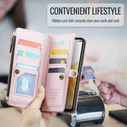 For Samsung Galaxy A33 5G CaseMe C36 Card Slots Zipper Wallet RFID Anti-theft Leather Phone Case(Pink)