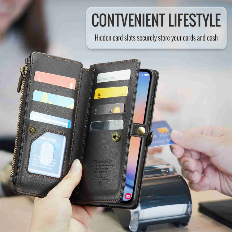 For Samsung Galaxy A34 5G CaseMe C36 Card Slots Zipper Wallet RFID Anti-theft Leather Phone Case(Black)