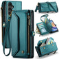 For Samsung Galaxy A34 5G CaseMe C36 Card Slots Zipper Wallet RFID Anti-theft Leather Phone Case(Blue-green)