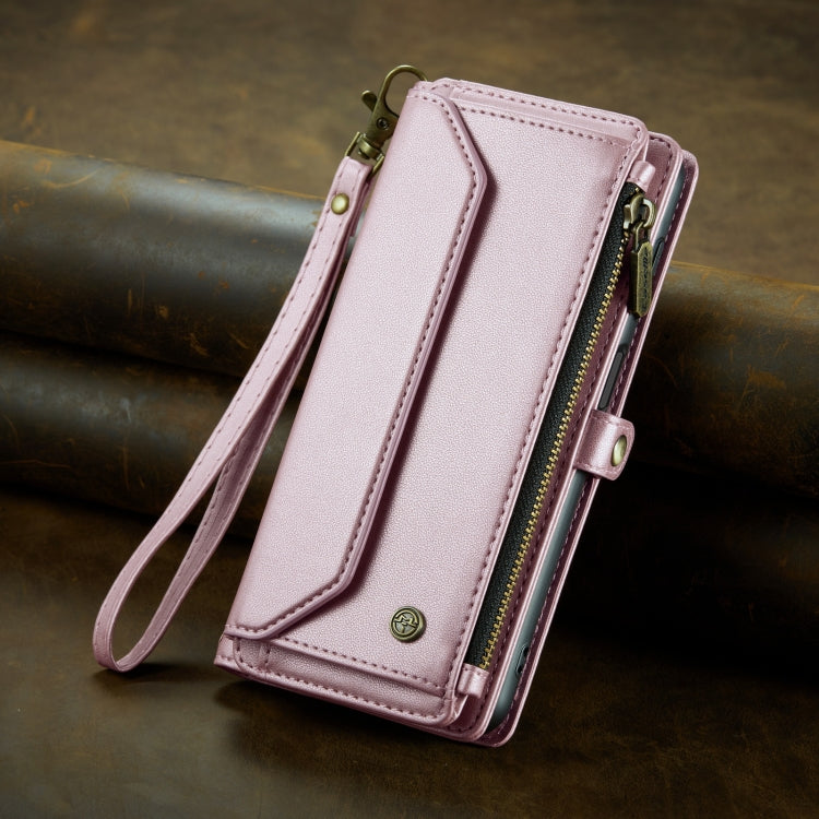 For Samsung Galaxy A34 5G CaseMe C36 Card Slots Zipper Wallet RFID Anti-theft Leather Phone Case(Pink)