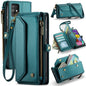 For Samsung Galaxy A51 4G CaseMe C36 Card Slots Zipper Wallet RFID Anti-theft Leather Phone Case(Blue-green)