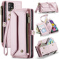 For Samsung Galaxy A51 4G CaseMe C36 Card Slots Zipper Wallet RFID Anti-theft Leather Phone Case(Pink)