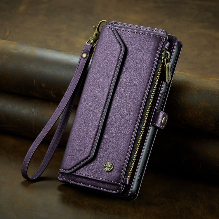 For Samsung Galaxy A52 / A52s 5G CaseMe C36 Card Slots Zipper Wallet RFID Anti-theft Leather Phone Case(Purple)