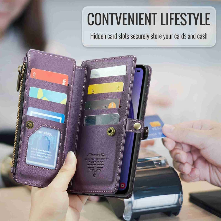 For Samsung Galaxy A54 5G CaseMe C36 Card Slots Zipper Wallet RFID Anti-theft Leather Phone Case(Purple)
