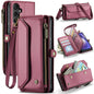 For Samsung Galaxy A54 5G CaseMe C36 Card Slots Zipper Wallet RFID Anti-theft Leather Phone Case(Wine Red)
