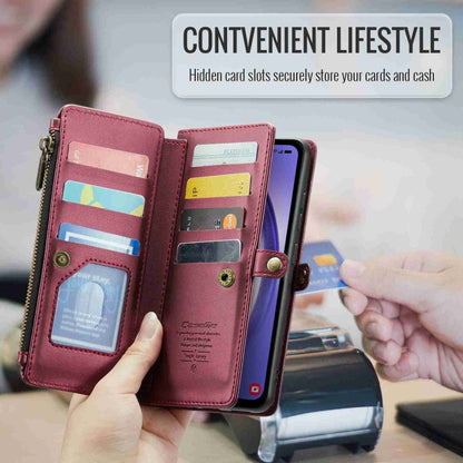 For Samsung Galaxy A54 5G CaseMe C36 Card Slots Zipper Wallet RFID Anti-theft Leather Phone Case(Wine Red)