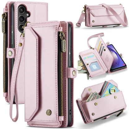 For Samsung Galaxy A54 5G CaseMe C36 Card Slots Zipper Wallet RFID Anti-theft Leather Phone Case(Pink)