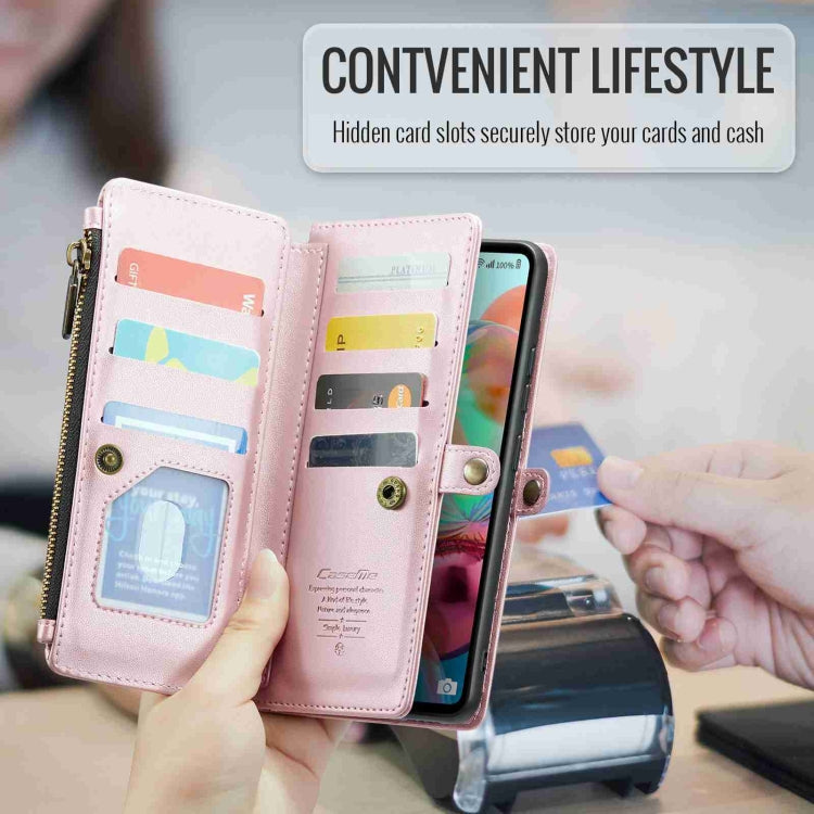 For Samsung Galaxy A71 4G CaseMe C36 Card Slots Zipper Wallet RFID Anti-theft Leather Phone Case(Pink)