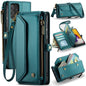 For Samsung Galaxy A72 CaseMe C36 Card Slots Zipper Wallet RFID Anti-theft Leather Phone Case(Blue-green)