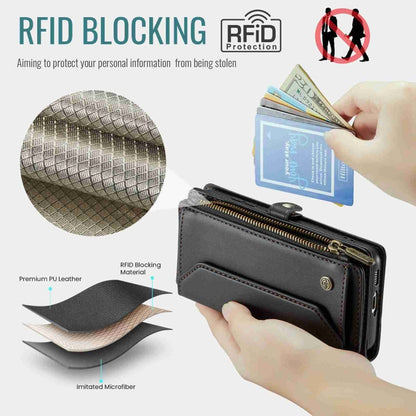 For Samsung Galaxy S10 CaseMe C36 Card Slots Zipper Wallet RFID Anti-theft Leather Phone Case(Black)