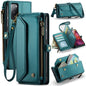 Pour Samsung Galaxy S20 FE Étui portefeuille à fermeture éclair CaseMe C36 avec emplacements pour cartes et protection RFID en cuir anti-vol (Bleu-vert)