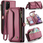 For Samsung Galaxy S20+ CaseMe C36 Card Slots Zipper Wallet RFID Anti-theft Leather Phone Case(Wine Red)