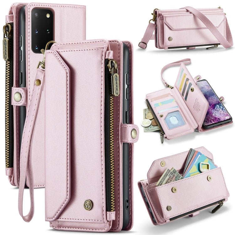 For Samsung Galaxy S20+ CaseMe C36 Card Slots Zipper Wallet RFID Anti-theft Leather Phone Case(Pink)