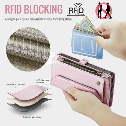For Samsung Galaxy S20+ CaseMe C36 Card Slots Zipper Wallet RFID Anti-theft Leather Phone Case(Pink)
