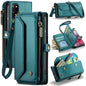 For Samsung Galaxy S20 CaseMe C36 Card Slots Zipper Wallet RFID Anti-theft Leather Phone Case(Blue-green)