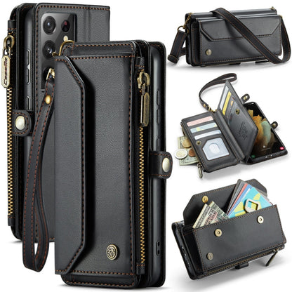 For Samsung Galaxy S21 Ultra 5G CaseMe C36 Card Slots Zipper Wallet RFID Anti-theft Leather Phone Case(Black)