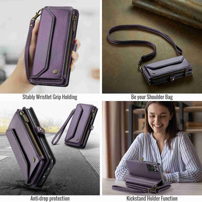 For Samsung Galaxy S21 Ultra 5G CaseMe C36 Card Slots Zipper Wallet RFID Anti-theft Leather Phone Case(Purple)