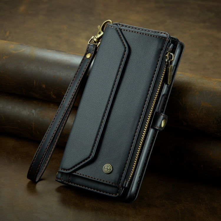 For Samsung Galaxy S21 5G CaseMe C36 Card Slots Zipper Wallet RFID Anti-theft Leather Phone Case(Black)