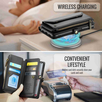 For Samsung Galaxy S21 5G CaseMe C36 Card Slots Zipper Wallet RFID Anti-theft Leather Phone Case(Black)