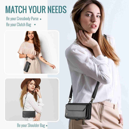 For Samsung Galaxy S22+ 5G CaseMe C36 Card Slots Zipper Wallet RFID Anti-theft Leather Phone Case(Black)