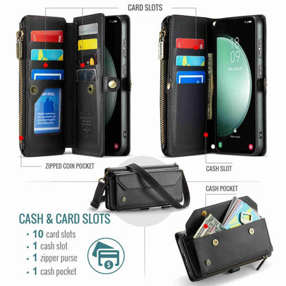 For Samsung Galaxy S23 FE 5G CaseMe C36 Card Slots Zipper Wallet RFID Anti-theft Leather Phone Case(Black)
