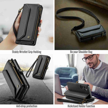 For Samsung Galaxy S23 FE 5G CaseMe C36 Card Slots Zipper Wallet RFID Anti-theft Leather Phone Case(Black)