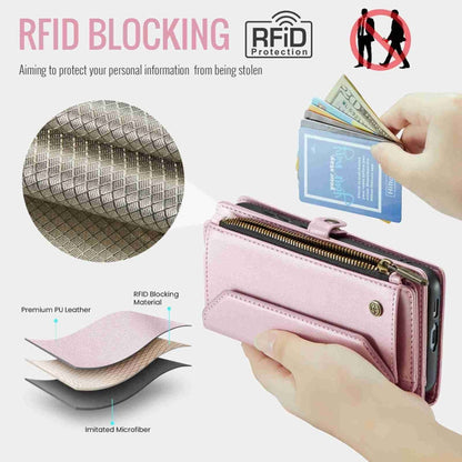 For Samsung Galaxy S23 FE 5G CaseMe C36 Card Slots Zipper Wallet RFID Anti-theft Leather Phone Case(Pink)