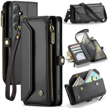 For Samsung Galaxy S24 5G CaseMe C36 Card Slots Zipper Wallet RFID Anti-theft Leather Phone Case(Black)