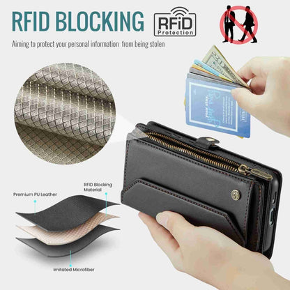 For Samsung Galaxy S24+ 5G CaseMe C36 Card Slots Zipper Wallet RFID Anti-theft Leather Phone Case(Black)