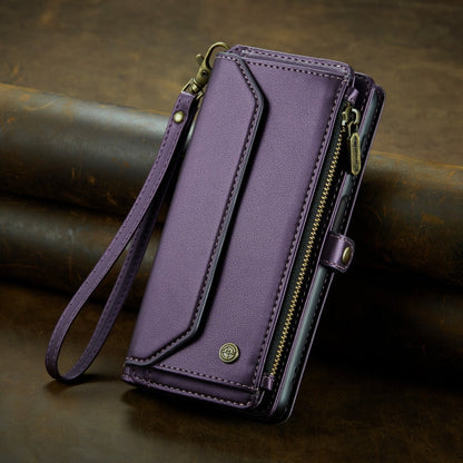 For Samsung Galaxy S24+ 5G CaseMe C36 Card Slots Zipper Wallet RFID Anti-theft Leather Phone Case(Purple)