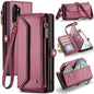 For Samsung Galaxy Note10+ CaseMe C36 Card Slots Zipper Wallet RFID Anti-theft Leather Phone Case(Wine Red)