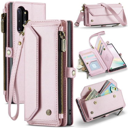 For Samsung Galaxy Note10+ CaseMe C36 Card Slots Zipper Wallet RFID Anti-theft Leather Phone Case(Pink)