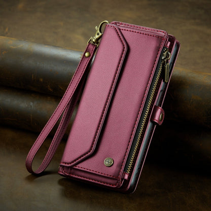 For Samsung Galaxy Note20 Ultra CaseMe C36 Card Slots Zipper Wallet RFID Anti-theft Leather Phone Case(Wine Red)