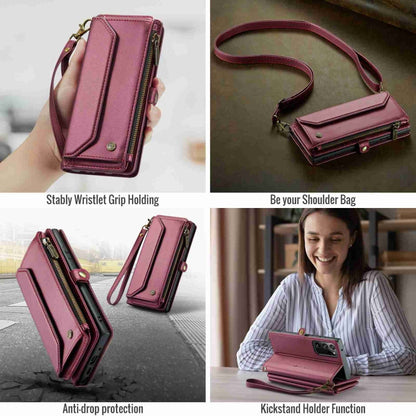 For Samsung Galaxy Note20 Ultra CaseMe C36 Card Slots Zipper Wallet RFID Anti-theft Leather Phone Case(Wine Red)