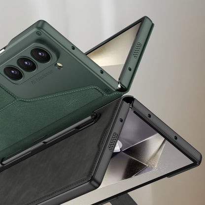 For Samsung Galaxy Z Fold6 GKK Integrated Armor Flip Leather Case with Pen Slot, Stylus Not Included(Black)