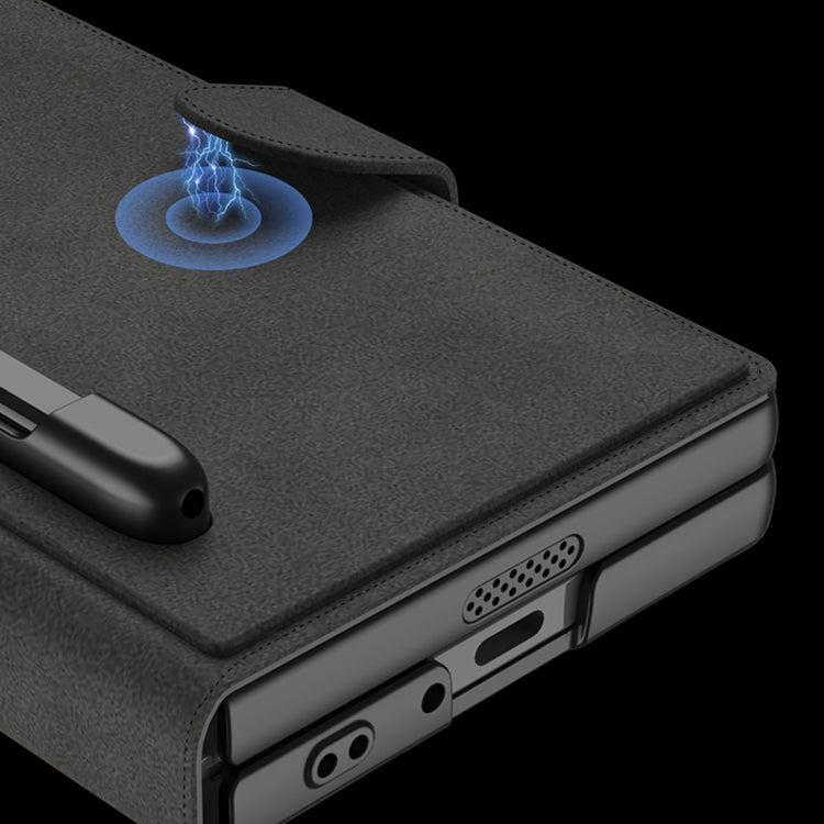 For Samsung Galaxy Z Fold6 GKK Integrated Armor Flip Leather Case with Pen Slot, Stylus Not Included(Litchi Texture)