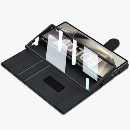 For Samsung Galaxy Z Fold6 GKK Integrated Armor Flip Leather Case with Pen Slot, Stylus Not Included(Carbon Fiber Texture)